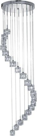 Searchlight Ice Cube - Led 20 Light Espiral Cluster Colgante Cromo Cristal - Searchlight
