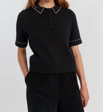 Chinti and Parker Diamonte Polo Sweater In Black