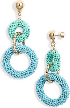 Nordstrom Beaded Link Drop Earrings in Aqua Multi- Gold at Nordstrom