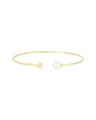 Italian Gold, Inc 14K Italian Gold 0.04 Ct. Tw. Diamond Pearl Bracelet