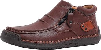 Generic Driving Boots For Men Uk, Handmade Premium Leather Slip On Boot Short Ankle Boots Casual Vintage Flat Bottom Booties Medieval Low Shoes Lightweight So