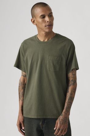 Levi's Camiseta Essential Pocket - Hombre - 2XL - Verde / Garment Dye Deep Depths