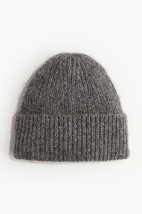 H&M Beanie in Rippstrick - Dunkelgrau