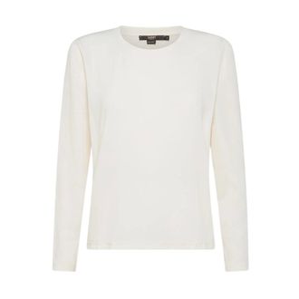 Seventy Long Sleeve Tops, female, White, Size: L T-shirt girocollo con maniche lunghe bi-materiale