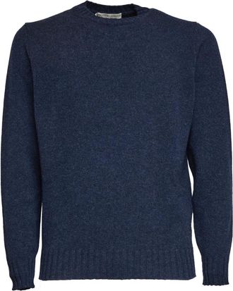 FILIPPO DE LAURENTIIS Truien & Vesten, Heren, Blauw, 3Xl, Wol, Wollen kasjmier trui met ronde hals