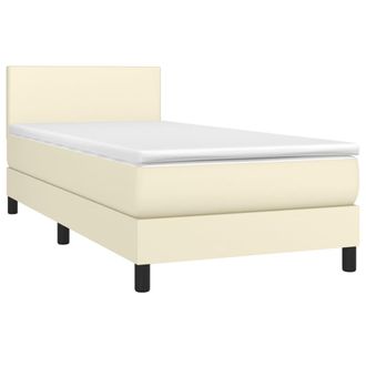 vidaXL Cama Box Spring Y Colch&oacute;n Led Cuero Sint&eacute;tico Crema 80x200 Cm Vidaxl
