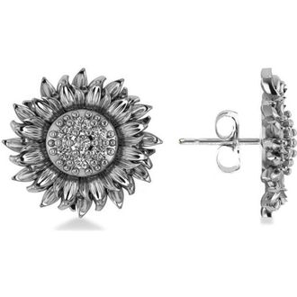 Allurez Diamond Sunflower Shaped Earrings 14k in White Gold at Nordstrom