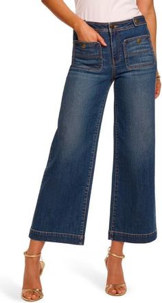 Ramy Brook Gemma Patch Pocket Wide Leg Jeans in Medium Wash at Nordstrom, Size 24