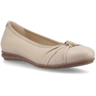 Hush Puppies Lilith Leather Womens Cream Standard Flats - Size UK 5
