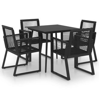 Berkfield Home 5 Piece Outdoor Dining Set PVC Rattan Black