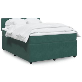 vidaXL Vidaxl - Giroletto A Molle Con Materasso Verde Scuro 160x200 Cm Velluto