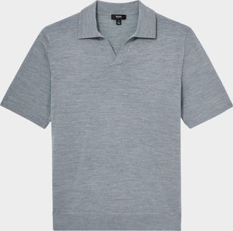 Reiss Mens Duchie Merino Wool Open Collar Polo Shirt