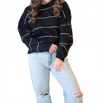 French Connection Riddley Knit Stripe Crewneck Sweater In Black