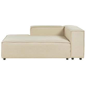 Beliani Chaise Longue Moderno Derecho Patas Negras Tapicer&iacute;a Poli&eacute;ster Lino Beige Aprica
