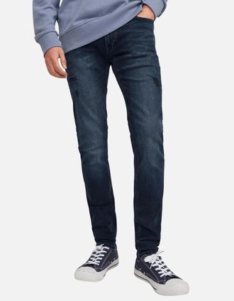 Jack & Jones Mens Jack & Jones Mens Liam Original AKM 004 Skinny Fit Jeans - Blue - Size: 36/32