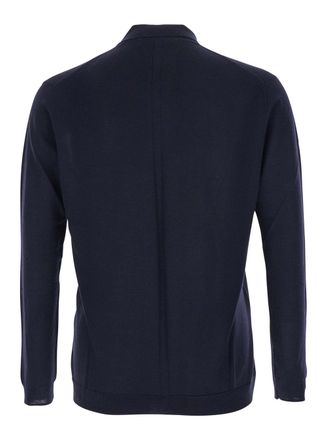 low brand Mens Wool Sweater With Polo Collar Blue Top