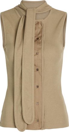 Christophe Lemaire Scarf-effect Cotton-blend top - Sage - Xxs (UK4 / Xxs)