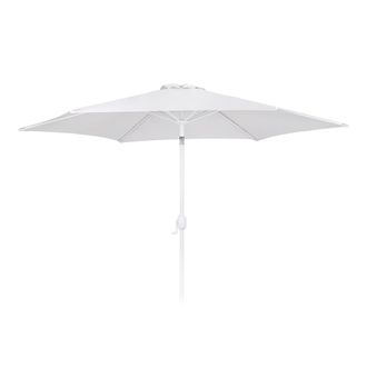 LOLAhome Parasol de jard&iacute;n apertura manivela alba blanco de aluminiode &oslash; 300 cm
