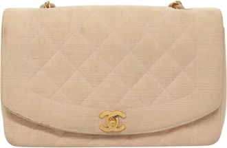 Chanel Vintage Diana Flap Bag Quilted Canvas Pink Canvas Bag (Pre-Owned)