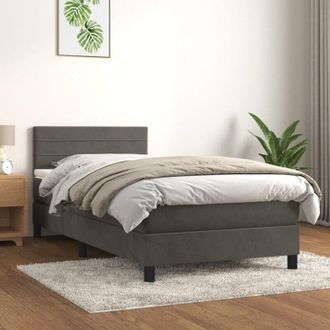 vidaXL Cama Box Spring Con Colch&oacute;n Terciopelo Gris Oscuro 100x200 Cm Vidaxl