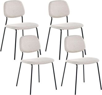 Beliani Set of 4 Dining Chairs Light Beige Black Polyester Iron Legs Armless Protective Caps Modern Minimalism Design Stackable RILEY