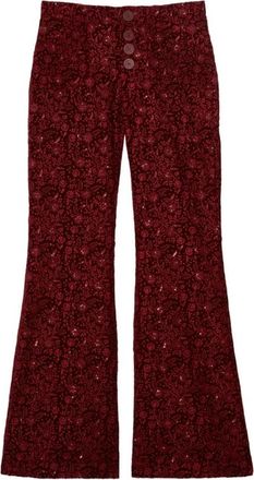 Ines De La Fressange Charlotte Geborduurde Broek - Dames - Wijde Broeken - Rood - L - Broeken