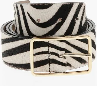 B-Low The Belt Animal Patterned Ponyskin Belt with Golden Buckle 40mm size Xs