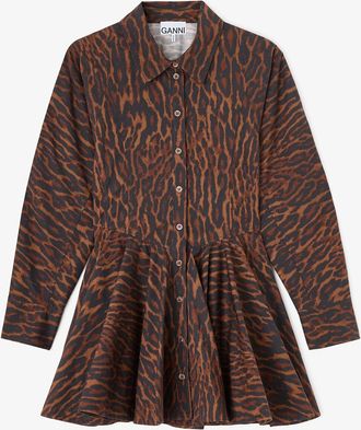 Ganni Rawhide Dress in Gradient Red Leopard - Size 10/12 Organic Cotton