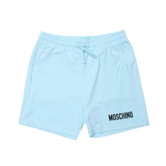 Moschino Boys Boys Logo Print Shorts in Light Blue Cotton - Size 8Y