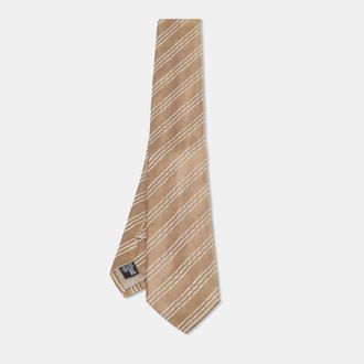 Emporio Armani Brown Striped Silk Classic Tie