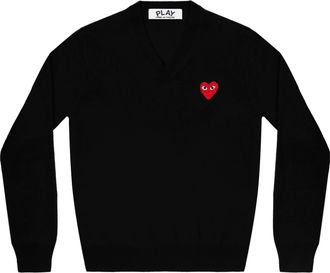 Comme Des Gar&ccedil;ons V-Neck Pullover Red Emblem Black AZ-N002-051-1
