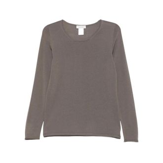 Le Tricot Perugia Long Sleeve Tops, female, Brown, Size: 3XL crew-neck top