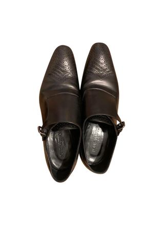 Louis Vuitton Black perforated leather monk strap shoes Size 40