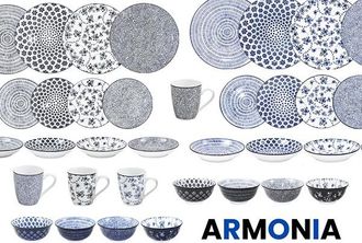 Ibili Vajilla Porcelana Armonia Negra - 12 Pz