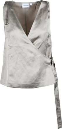 Calvin Klein Dames, Tops, Beige, Maat: 2XL Linnen