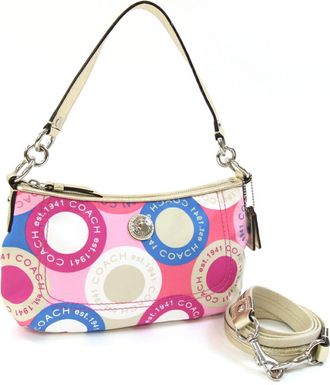 Coach Champagne gold Nylon Canvas Leather Shoulder Bag (Pre-Owned)