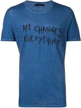 Zadig&Voltaire Tops, Heren, Blauw, M, Katoen, Art Changes Everything T-shirt