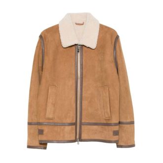 Dondup Shearling Collar Jacket - Heren - Leren en Su&egrave;de Jassen - Bruin - L - Leer - Jassen