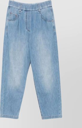 Brunello Cucinelli elasticated waistband denim trousers with rivet detailing