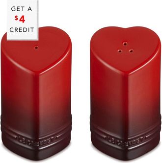 LE CREUSET Heart Cerise Salt & Pepper Shakers Set With $4 Credit