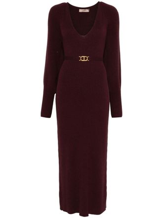 Twin-Set Ribgebreide maxi-jurk - Rood