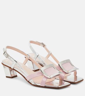 サンダル・ミュール Roger Vivier Silver Sandal With Jewelled Heel Jewel Heel Sandals in leather Silver Woman