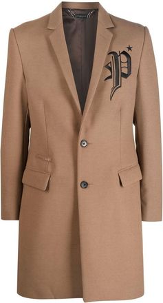 Philipp Plein Gothic Plein single-breasted coat - men - Polyester/Viscose/Viscose/Spandex/Elastane/Acetate - 50 - Brown
