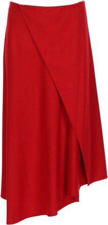 Vince Asymmetrical Midi Skirt with Wrap Front Overlay