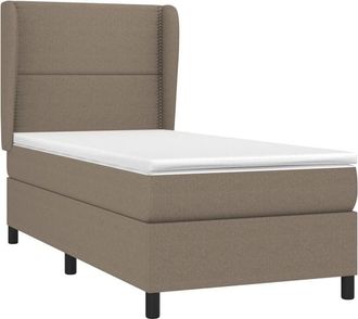 vidaXL Vidaxl - Cama Box Spring Con Colch&oacute;n Tela Gris Taupe 90x200 Cm