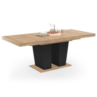IDMarket Eliad Tavolo Da Pranzo Rettangolare Allungabile 6-10 Persone Legno E Nero 160-200 Cm