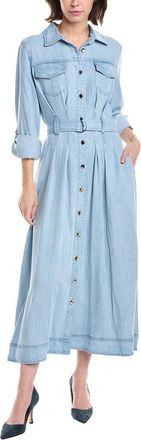 T Tahari Rolled Sleeve Button Down Midi Shirtdress