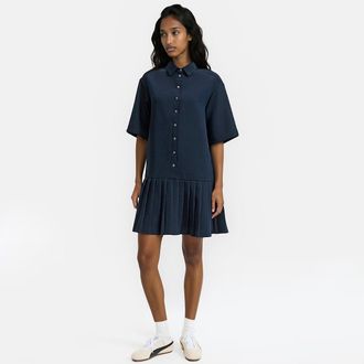 La Redoute Collections Korte jurk met korte mouwen en een geplooide rok
