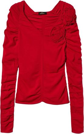 Twin-Set Top con dettaglio a fiore - Rosso