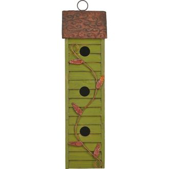 Glitzhome 18H Hanging Distressed Solid Wood 3-Tier Window Shutters Birdhouse in Green at Nordstrom, Size Medium